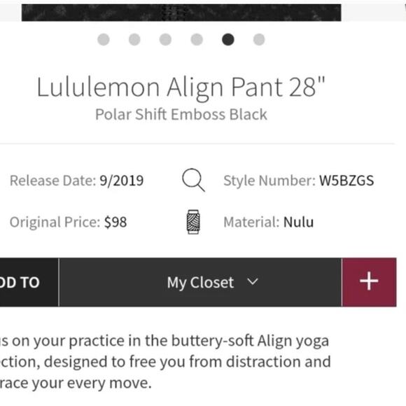 Lululemon Align Pant 28" Polar Shift Emboss Black Women's Size 6 Very RARE Nulu - Picture 8 of 14